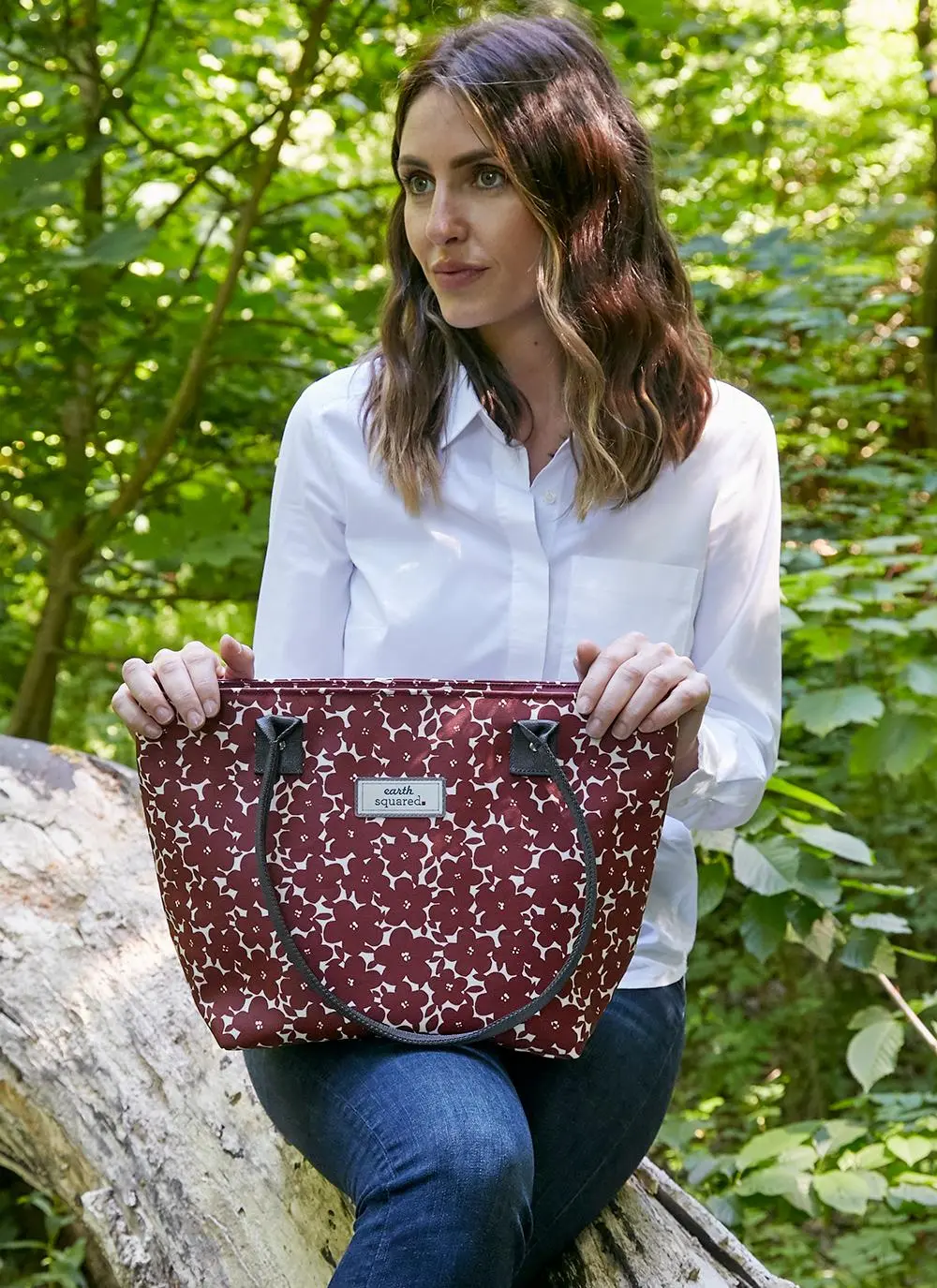 Red Flower Oil Cloth Tote Bag