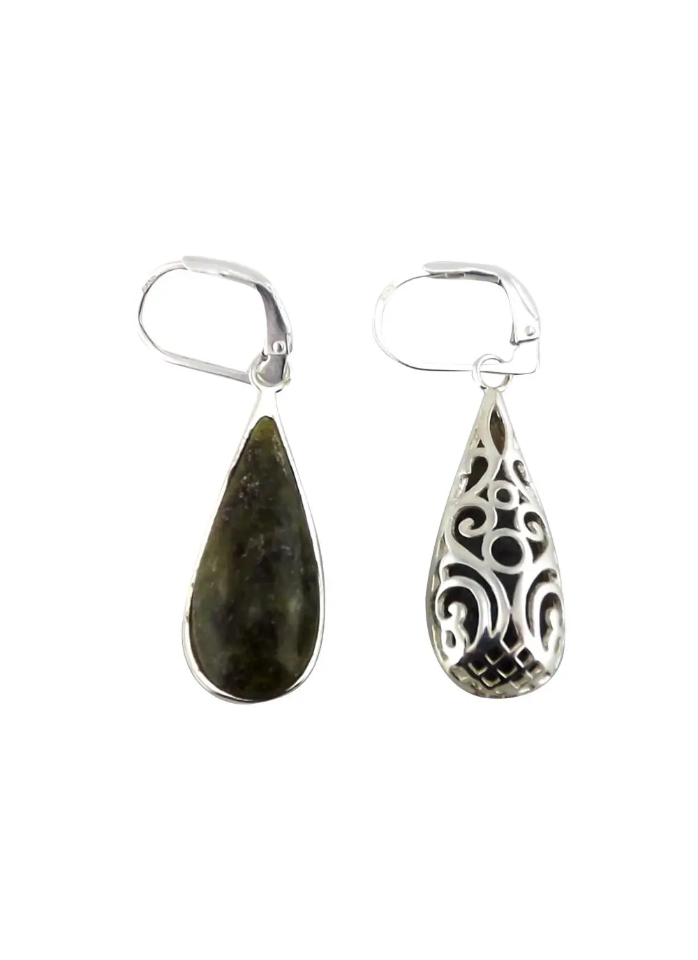 Sterling Silver Connemara Marble Reversible Drop Earrings
