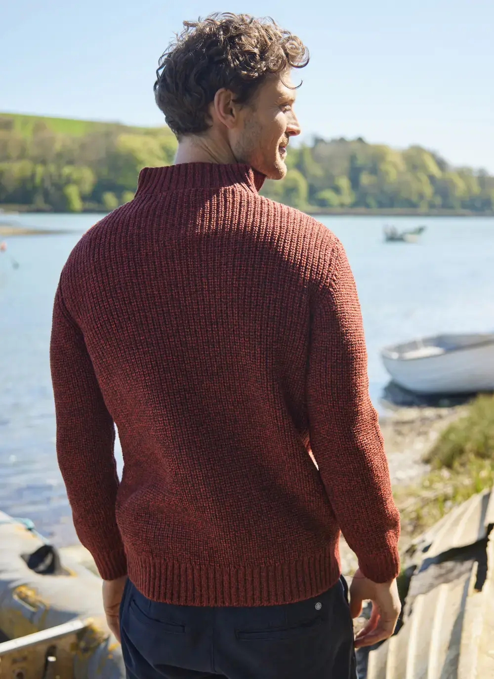 Ribbed Zip Neck Troyer Sweater 