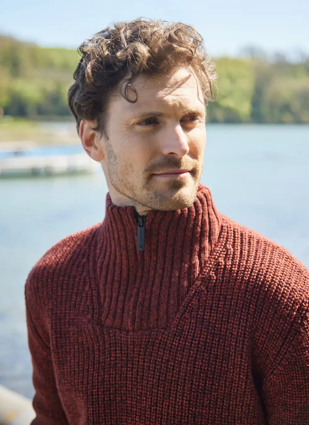 Ribbed Zip Neck Troyer Sweater 