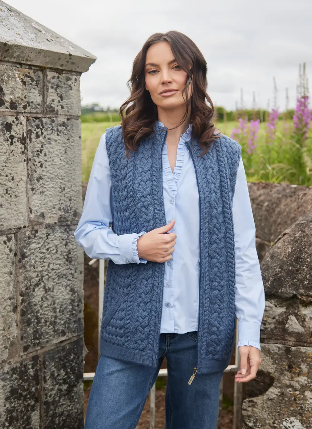 Roisin Full Zip Aran Gilet