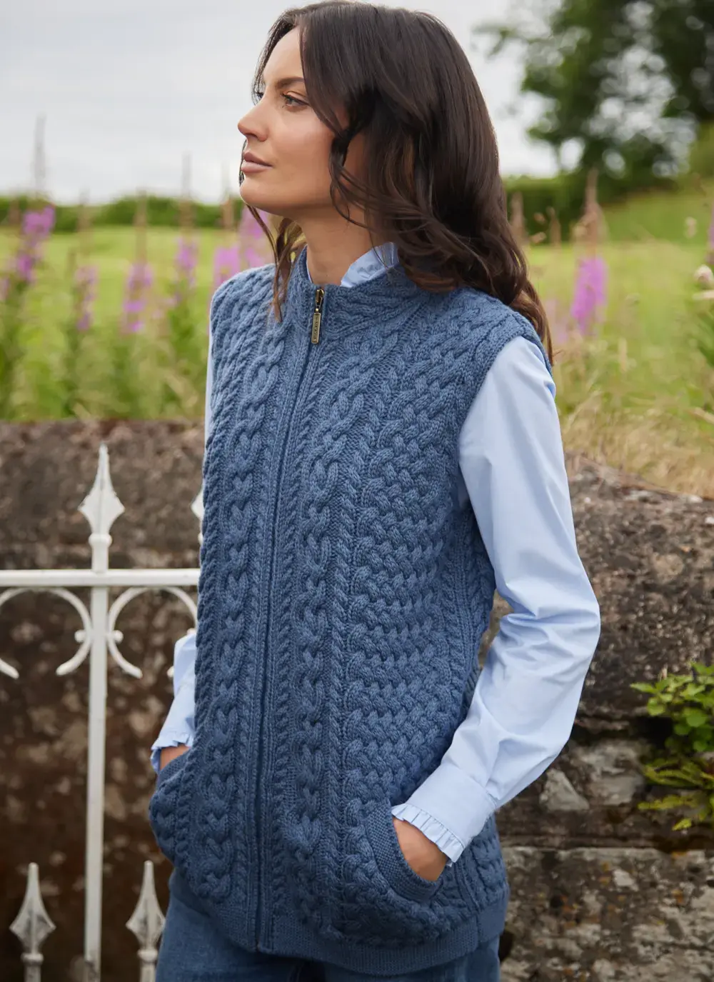 Roisin Full Zip Aran Gilet