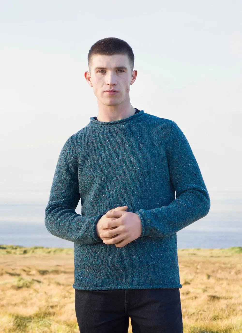 Fisherman Donegal Fleck Roll Neck Sweater