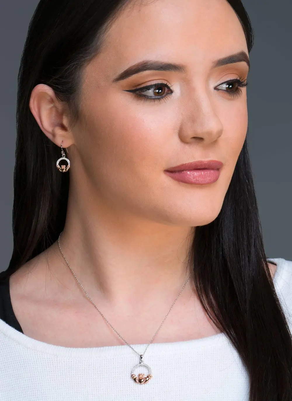 Rose Gold Plated Claddagh Earrings