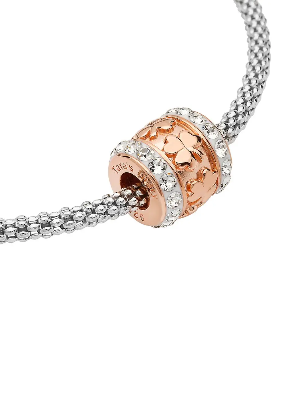 Rose Gold Shamrock Bead Adorned With Swarovski Crystals