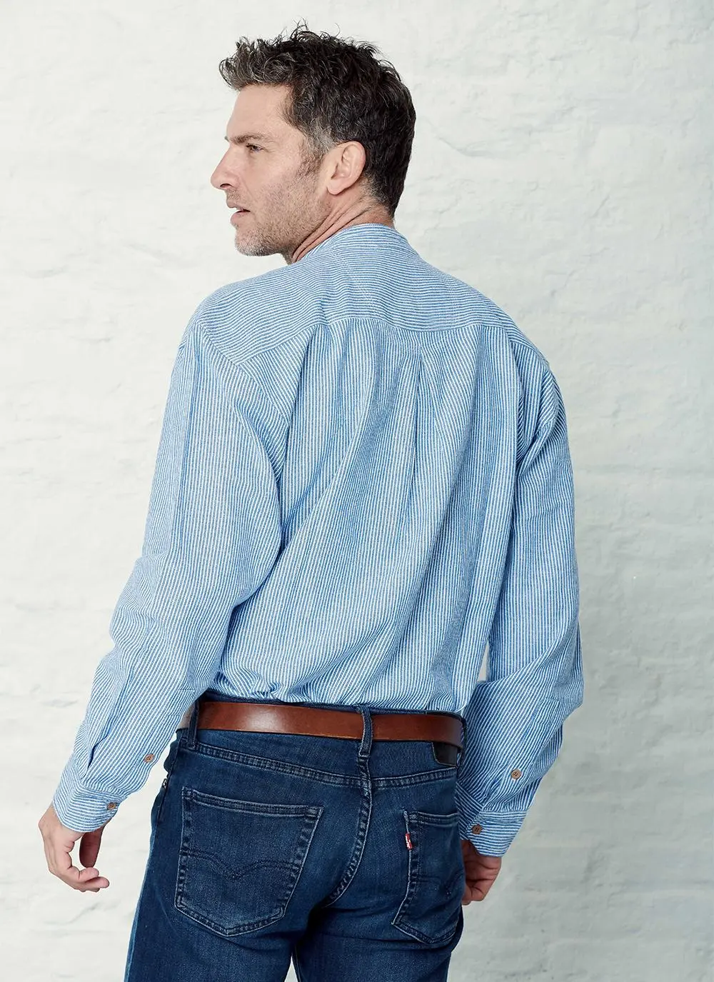 Sammy Grandfather Shirt Dark Blue Stripe