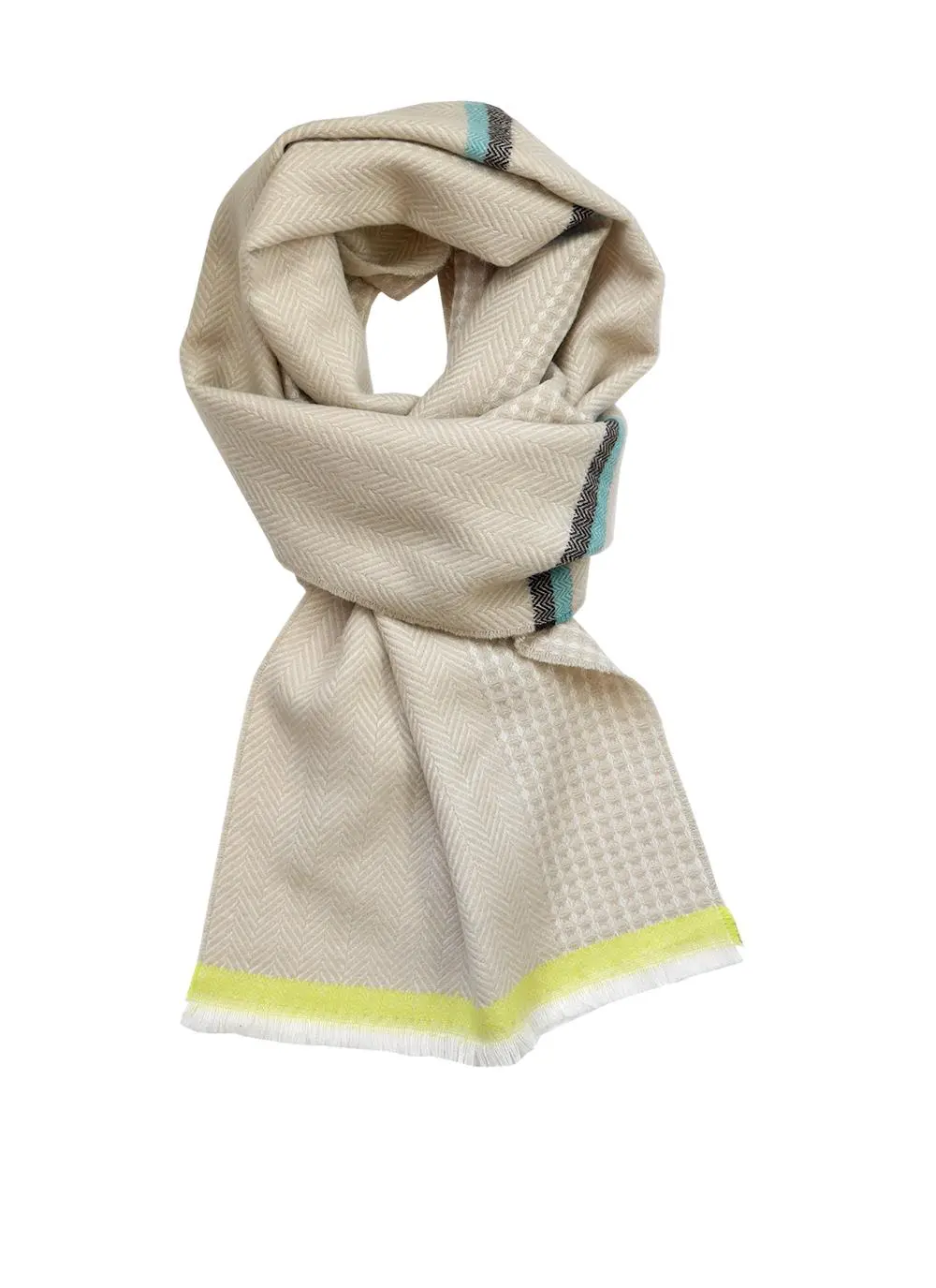 Sand Herringbone Woven Scarf