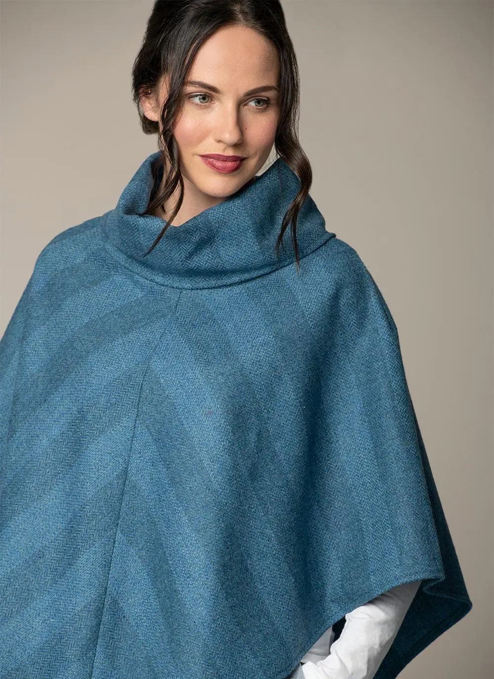 Sarah Asymmetrical Poncho - Blue