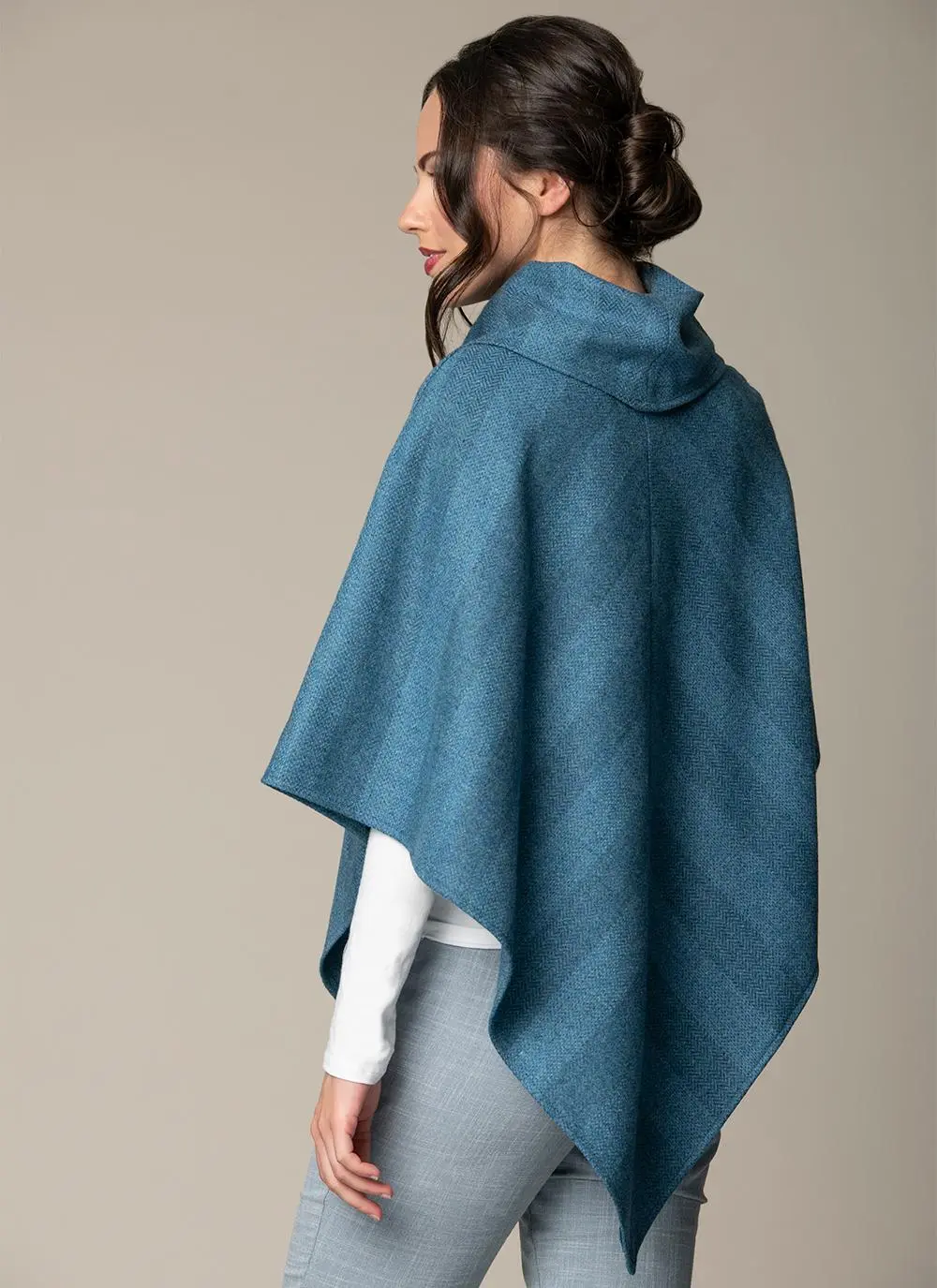 Sarah Asymmetrical Poncho - Blue