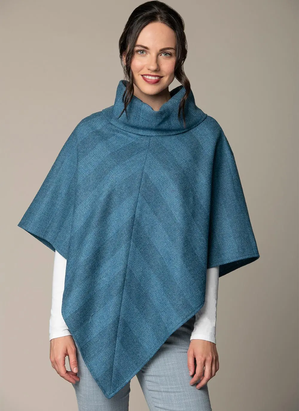 Sarah Asymmetrical Poncho - Blue