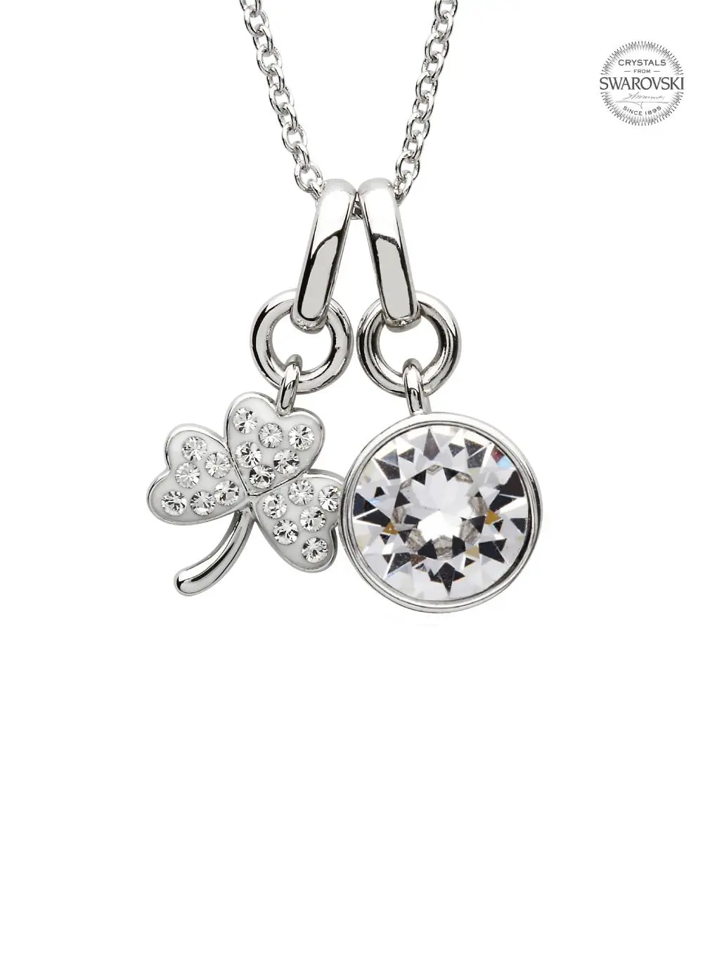 Shamrock Birthstone Charm Pendant Adorned With Swarovski Crystals