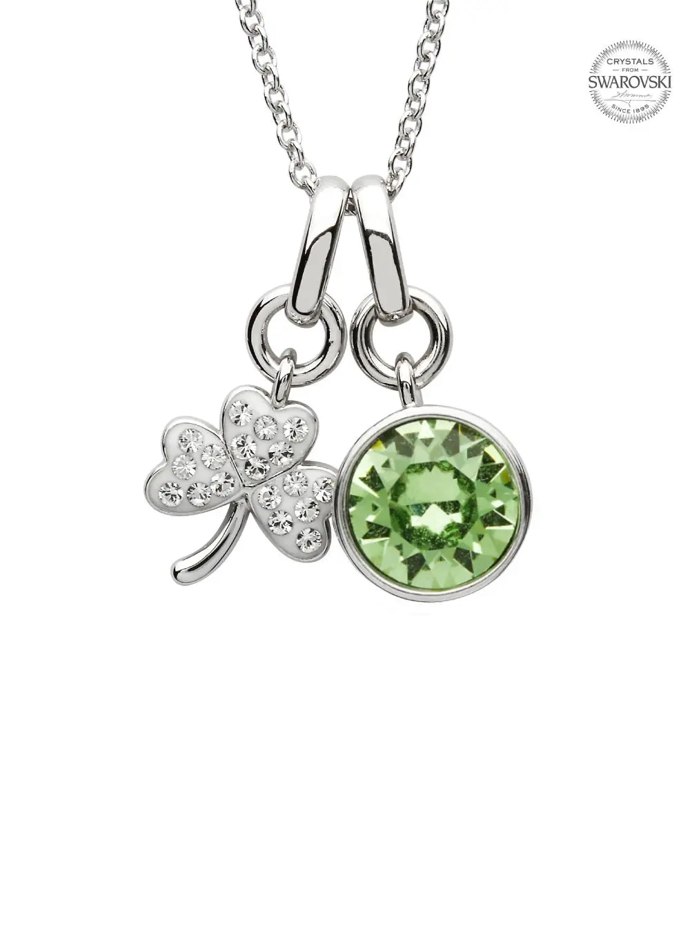 Shamrock Birthstone Charm Pendant Adorned With Swarovski Crystals