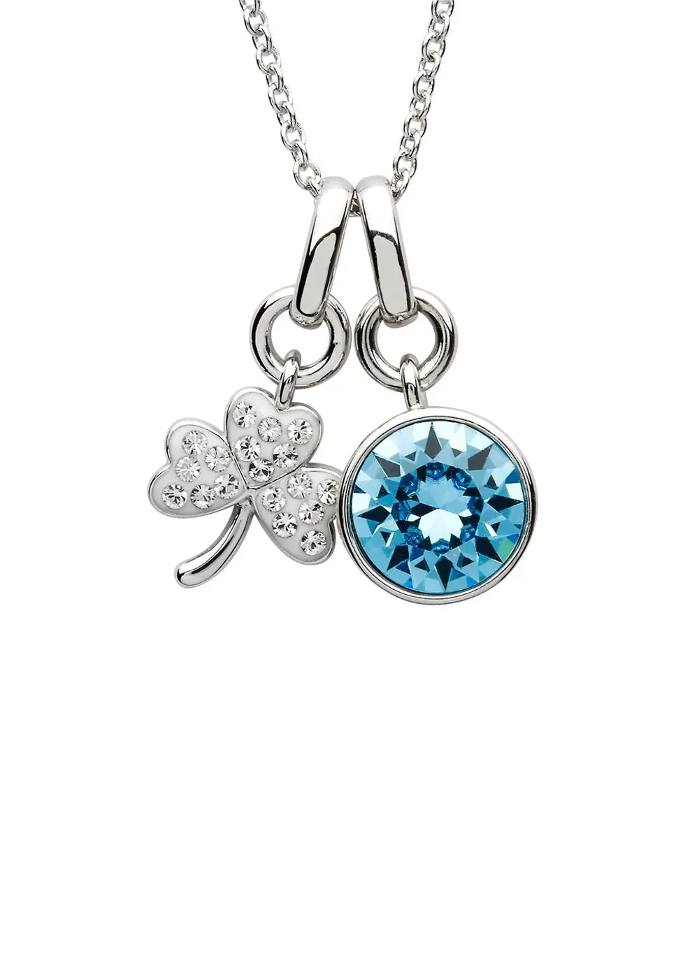Shamrock Birthstone Charm Pendant Adorned With Swarovski Crystals