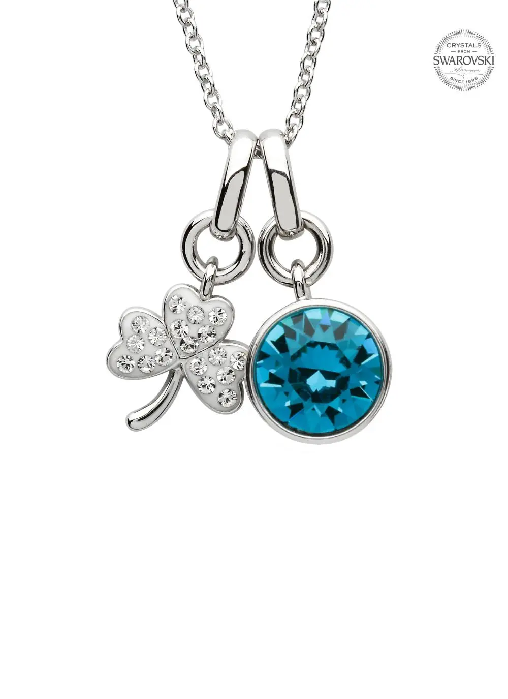 Shamrock Birthstone Charm Pendant Adorned With Swarovski Crystals