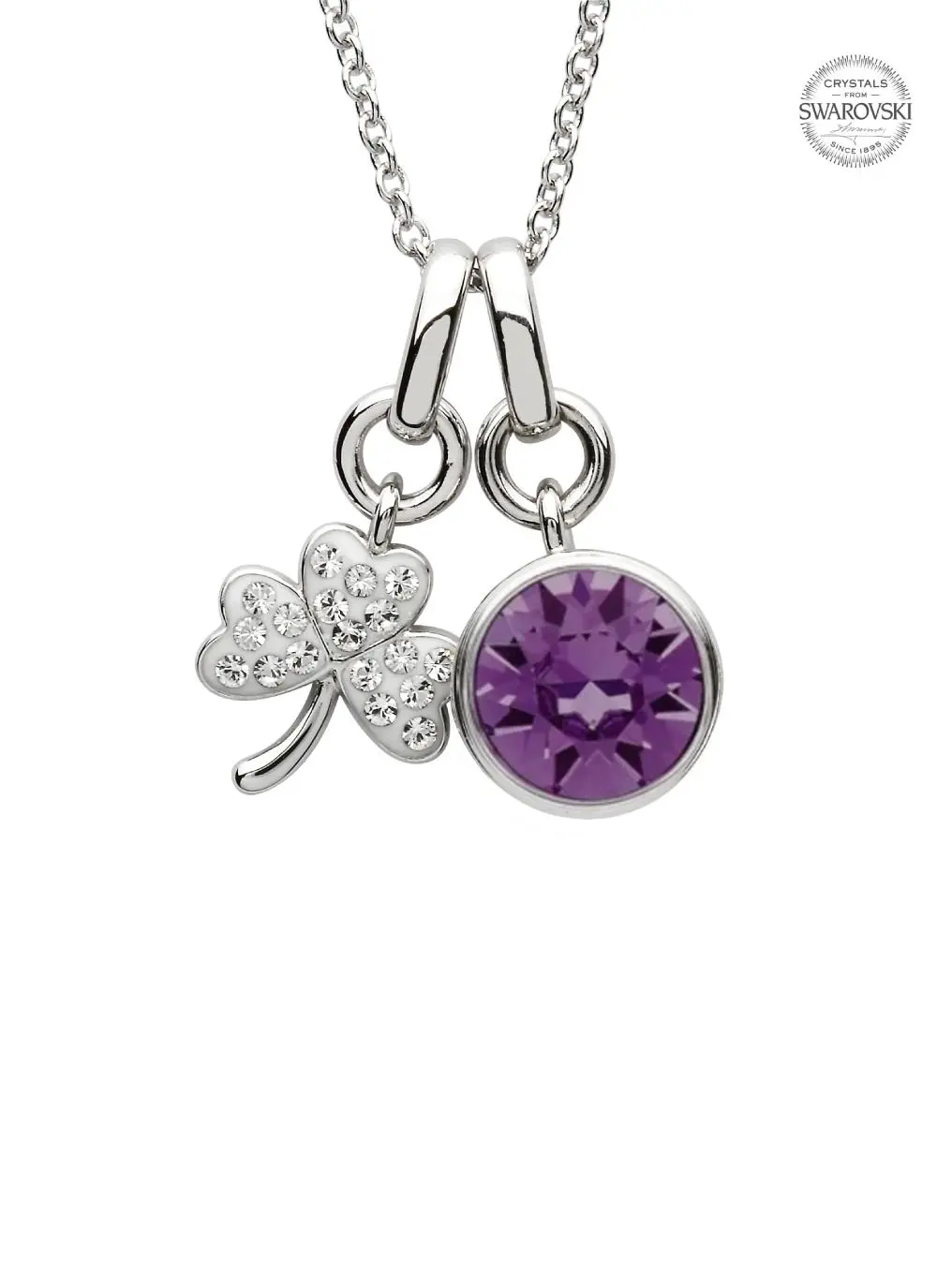 Shamrock Birthstone Charm Pendant Adorned With Swarovski Crystals