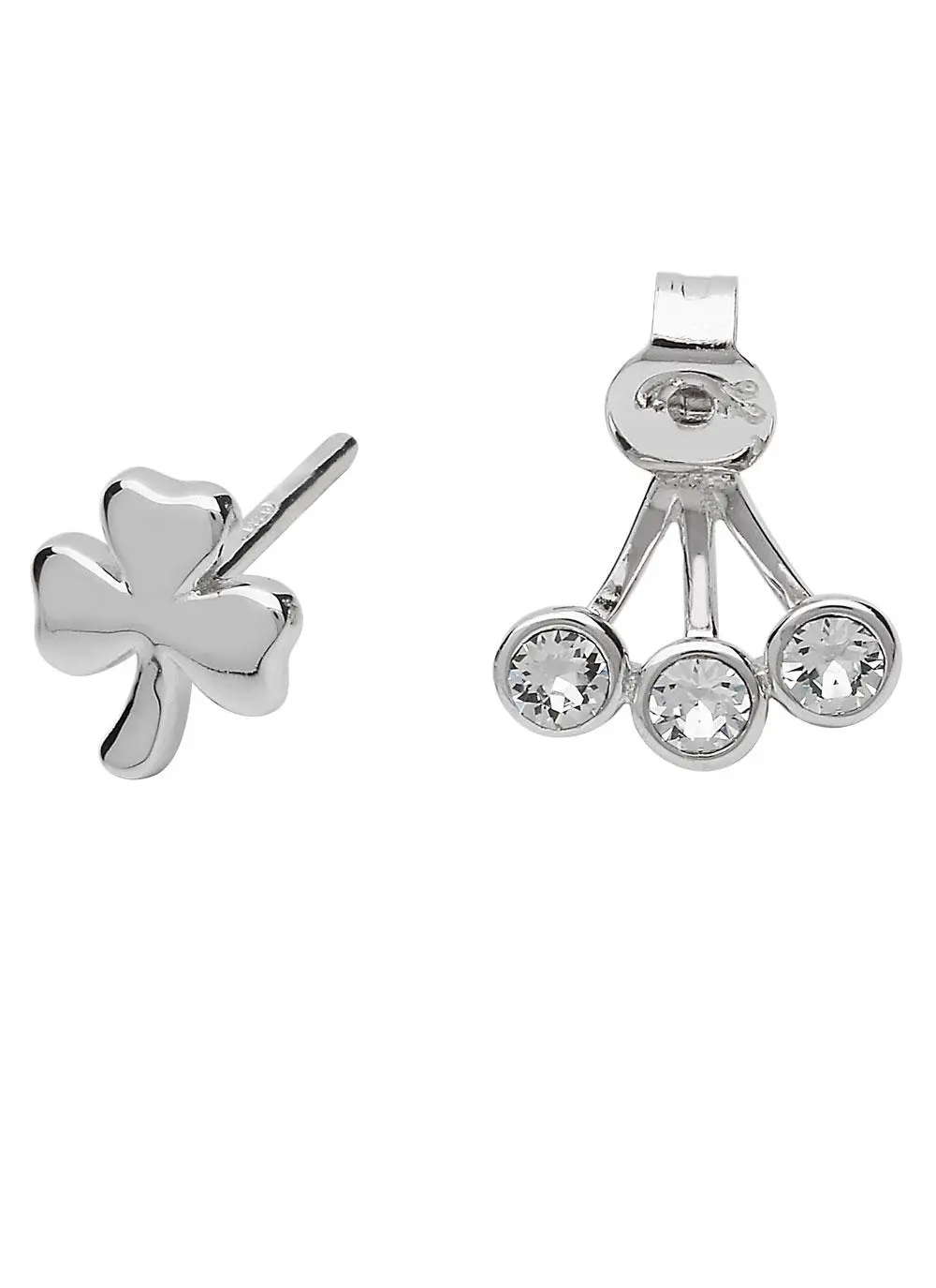 Shamrock Front To Back Earrings Adorned With Swarovski Crystals