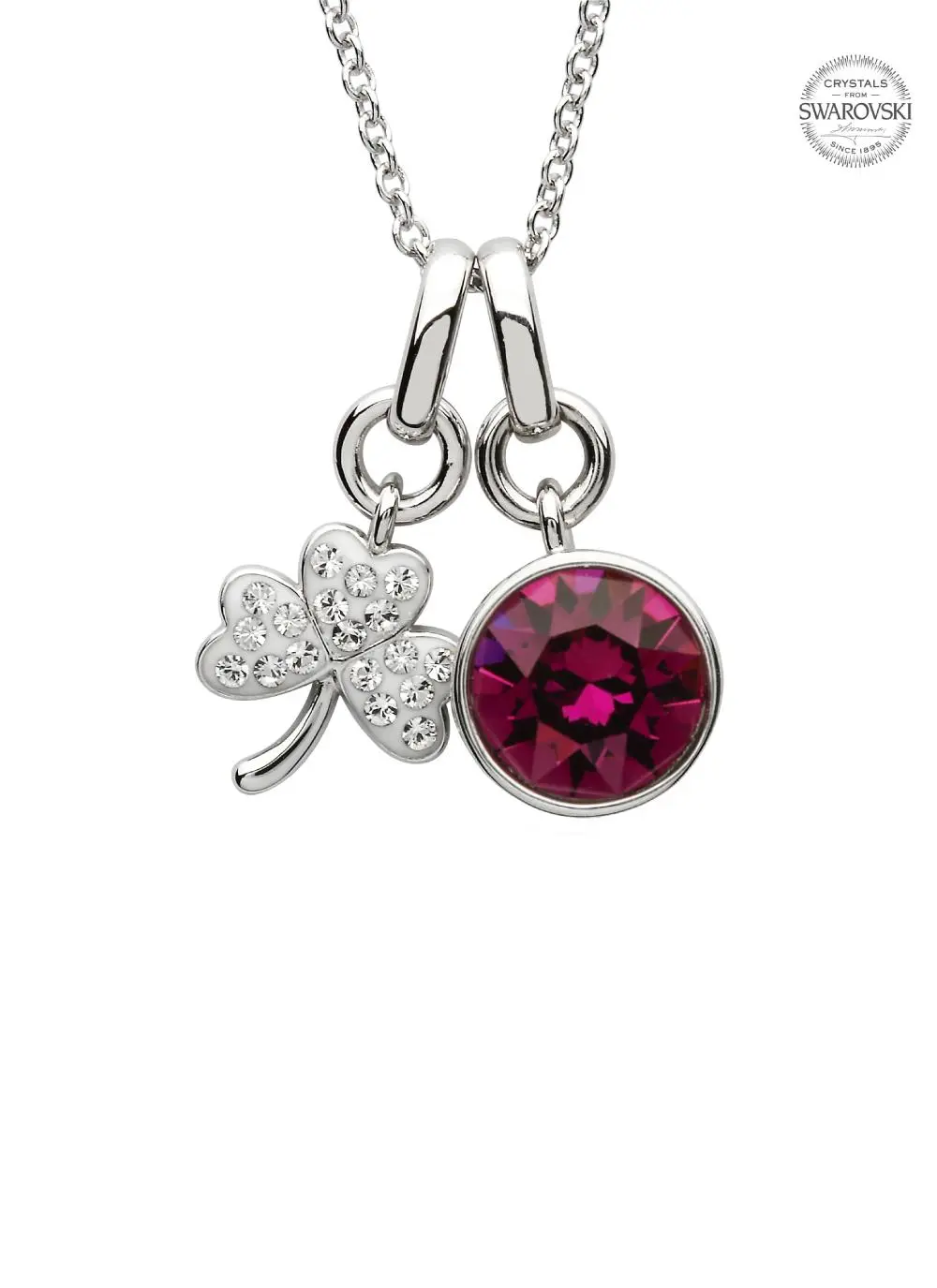 Shamrock Birthstone Charm Pendant Adorned With Swarovski Crystals