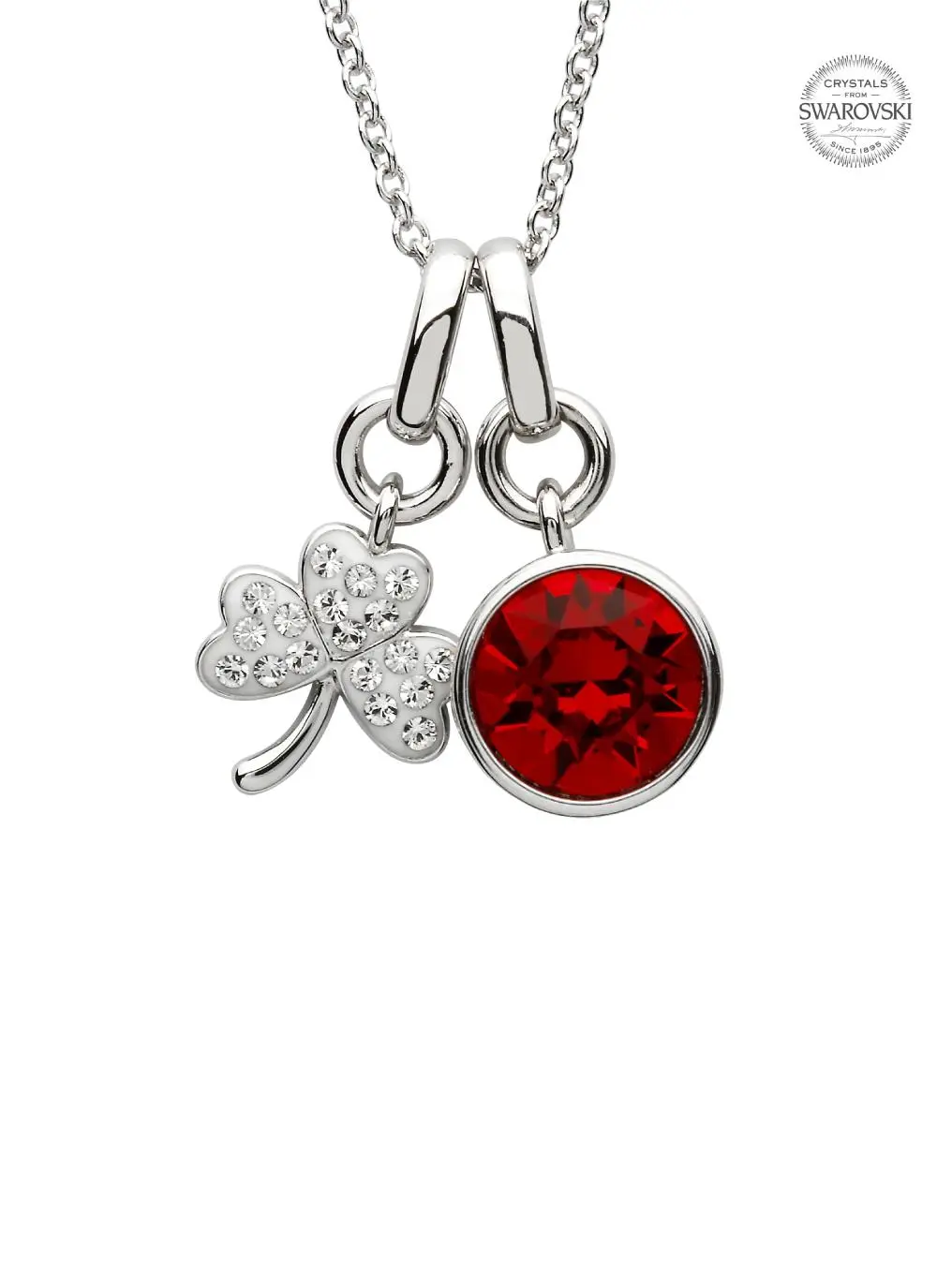 Shamrock Birthstone Charm Pendant Adorned With Swarovski Crystals
