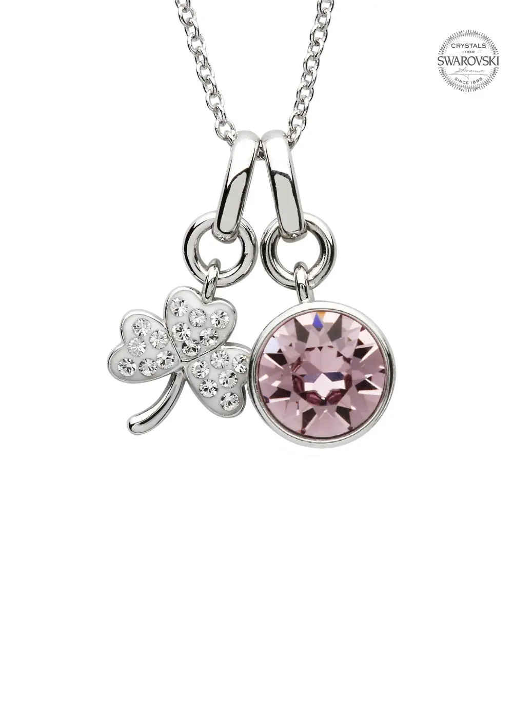 Shamrock Birthstone Charm Pendant Adorned With Swarovski Crystals