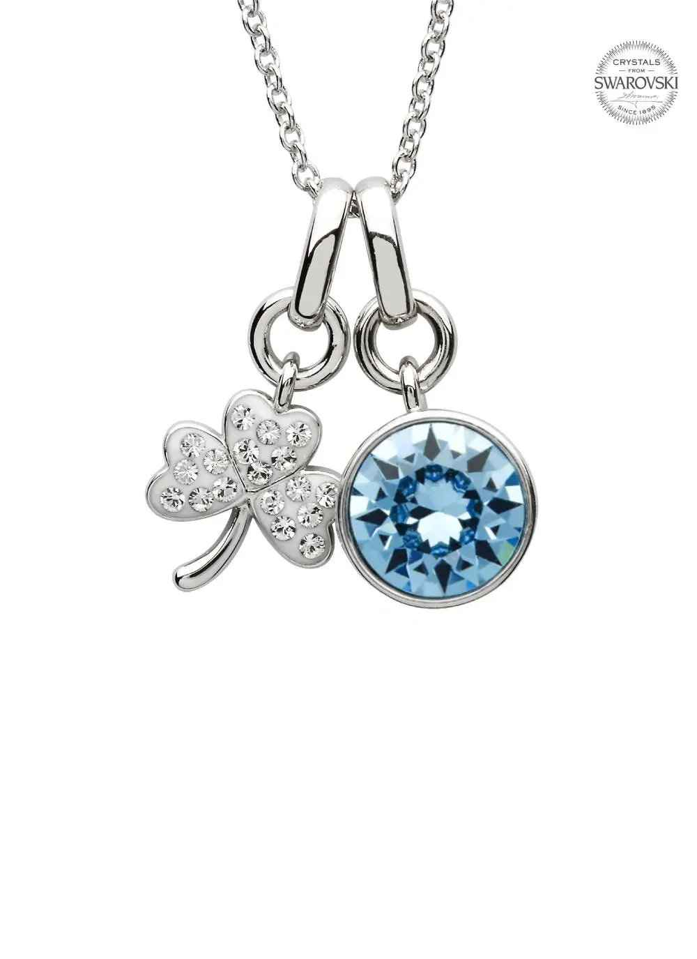 Shamrock Birthstone Charm Pendant Adorned With Swarovski Crystals