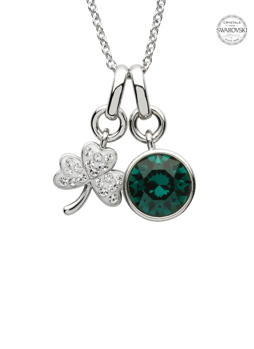 Shamrock Birthstone Charm Pendant Adorned With Swarovski Crystals