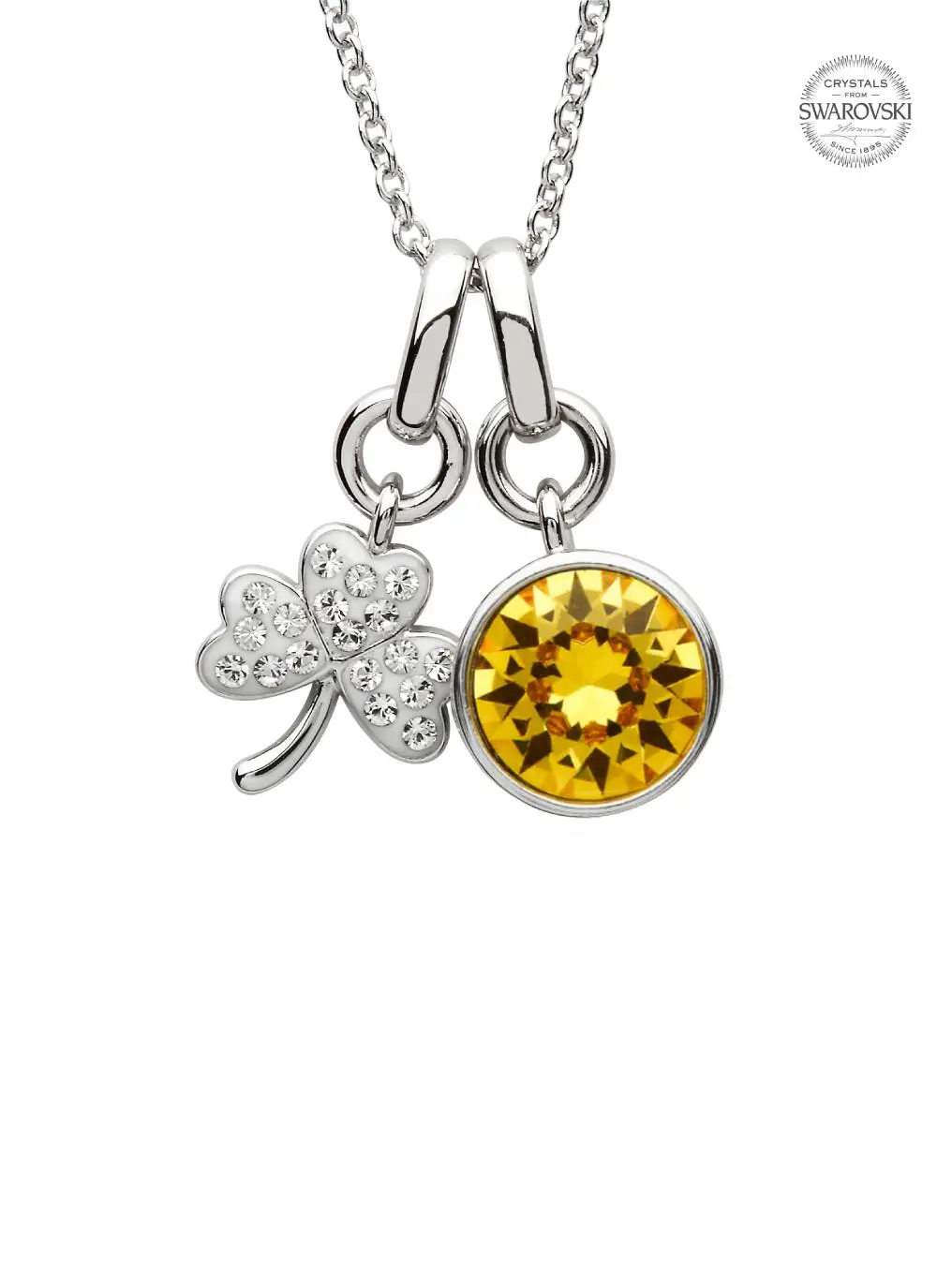 Shamrock Birthstone Charm Pendant Adorned With Swarovski Crystals