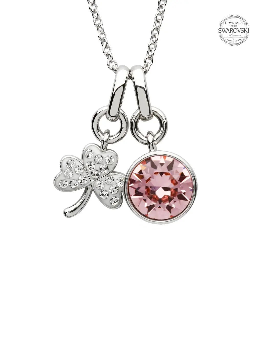 Shamrock Birthstone Charm Pendant Adorned With Swarovski Crystals