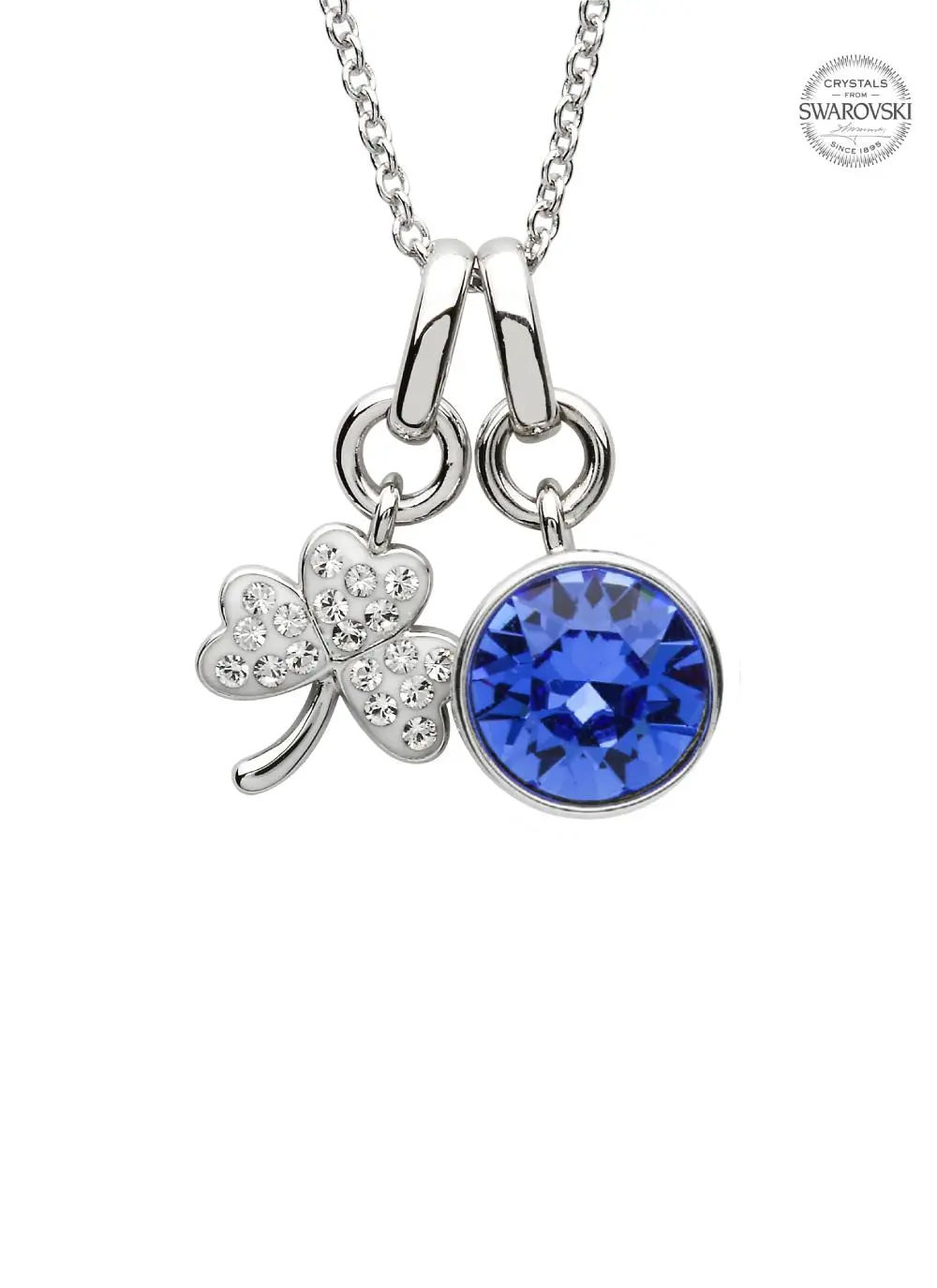Shamrock Birthstone Charm Pendant Adorned With Swarovski Crystals