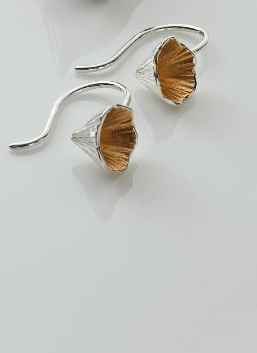 Shell Cone Silver and Rose Gold Short Drop Earrings