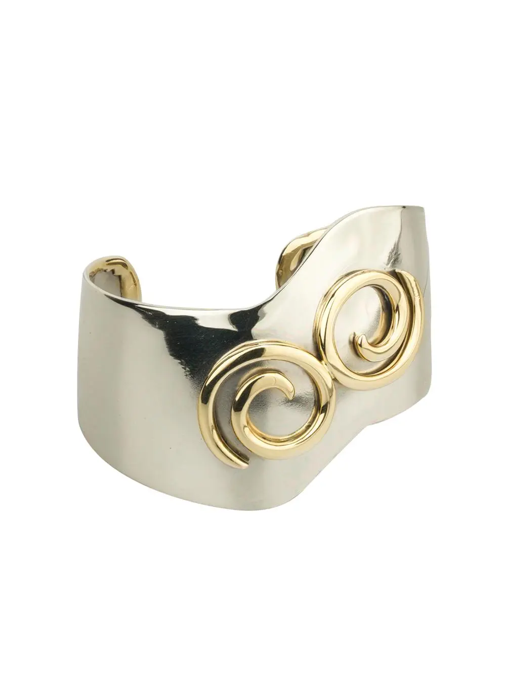 Silver Ancient East Wide Wave Bangle