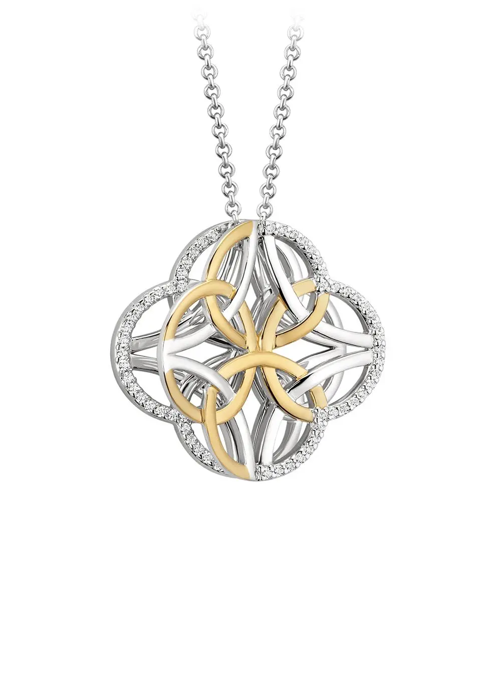 Sterling Silver & Gold Plated Celtic Knot 3D Pendant