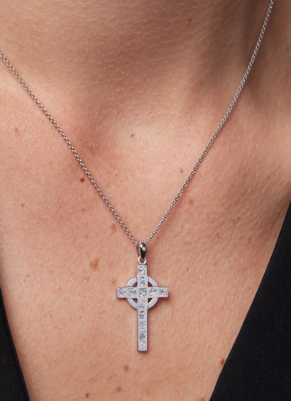 Sterling Silver History Of Ireland Small Cross Pendant