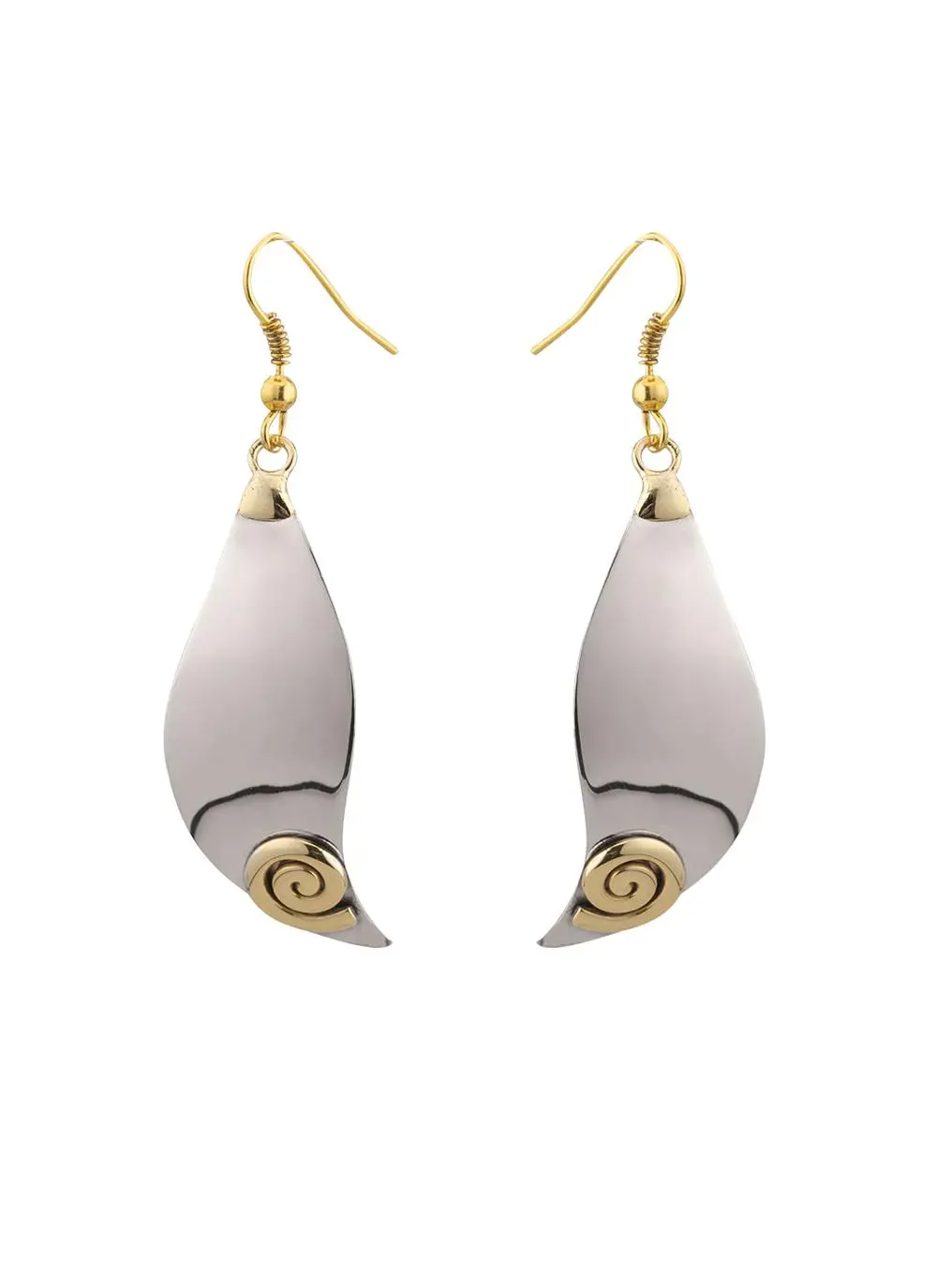 Silver Spiral Wave Drop Earrings