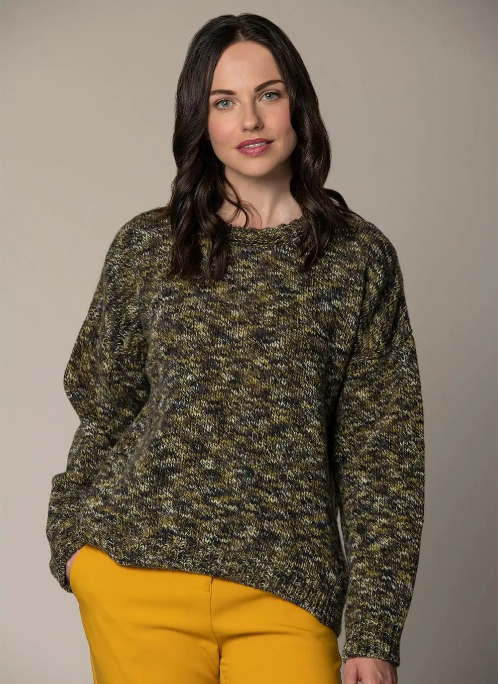 Space Dye Crew Neck Wool Sweater