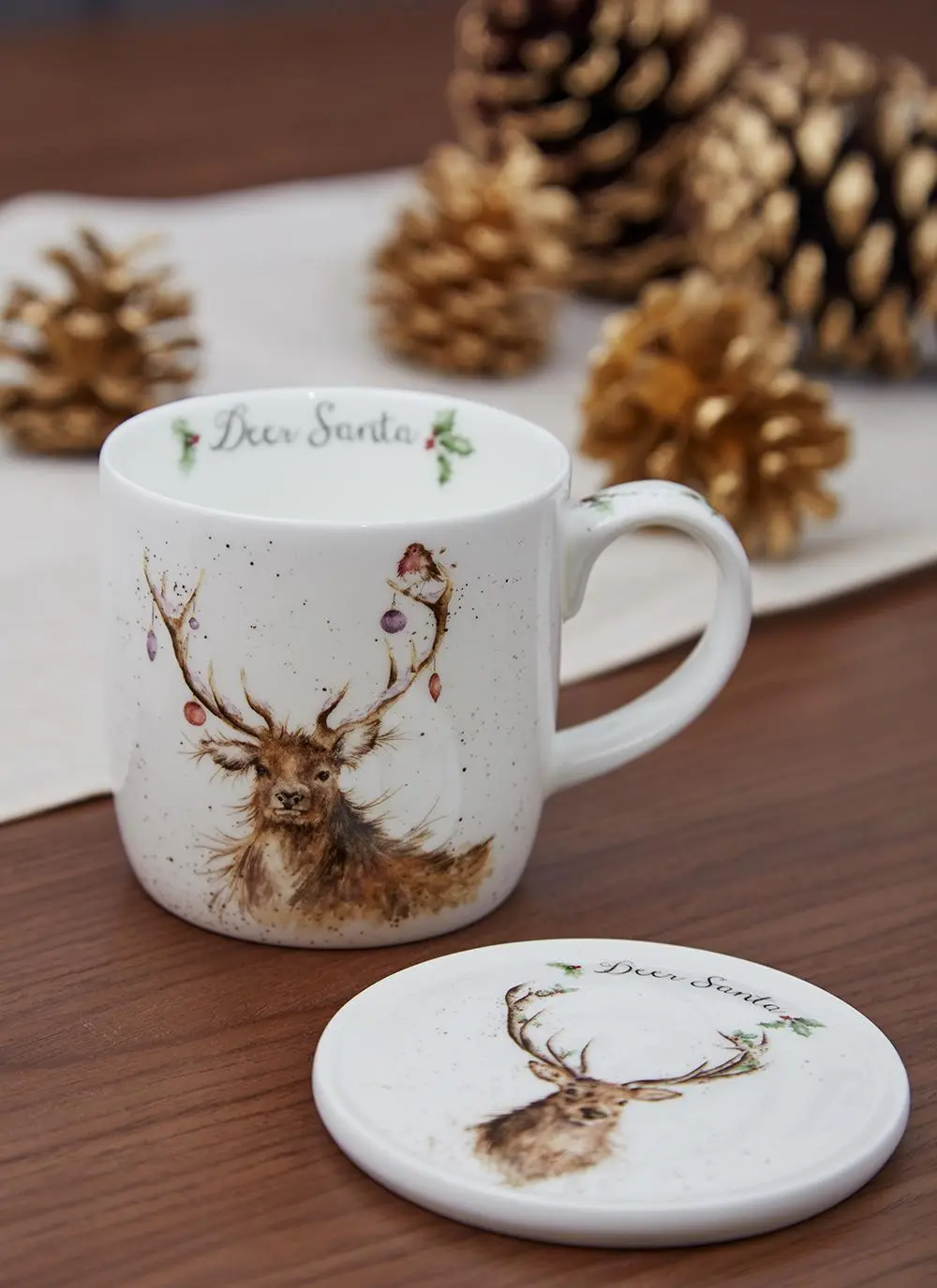 Wrendale Designs Deer Santa Mug & Coaster Set