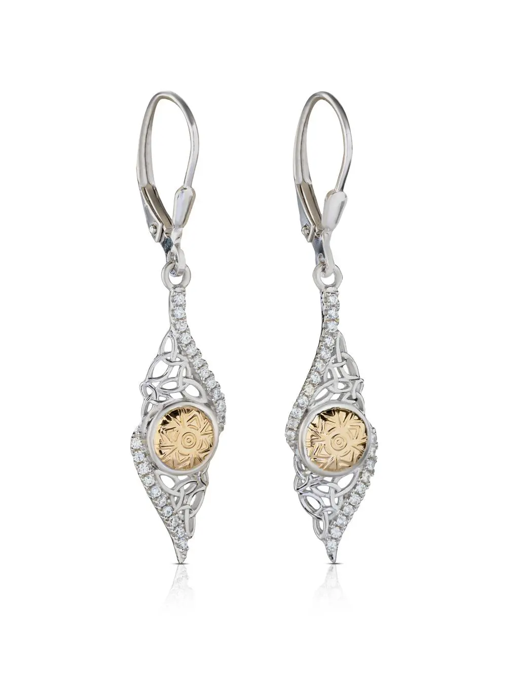 Sterling Silver & 18K Gold Bead Solstice Twisted Earrings