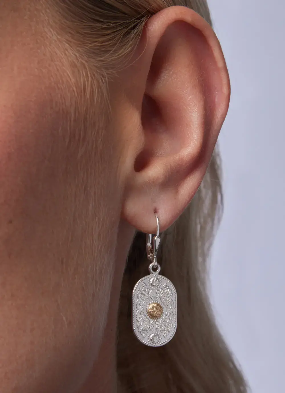 Sterling Silver & Rare Irish Gold Arda Drop Earrings
