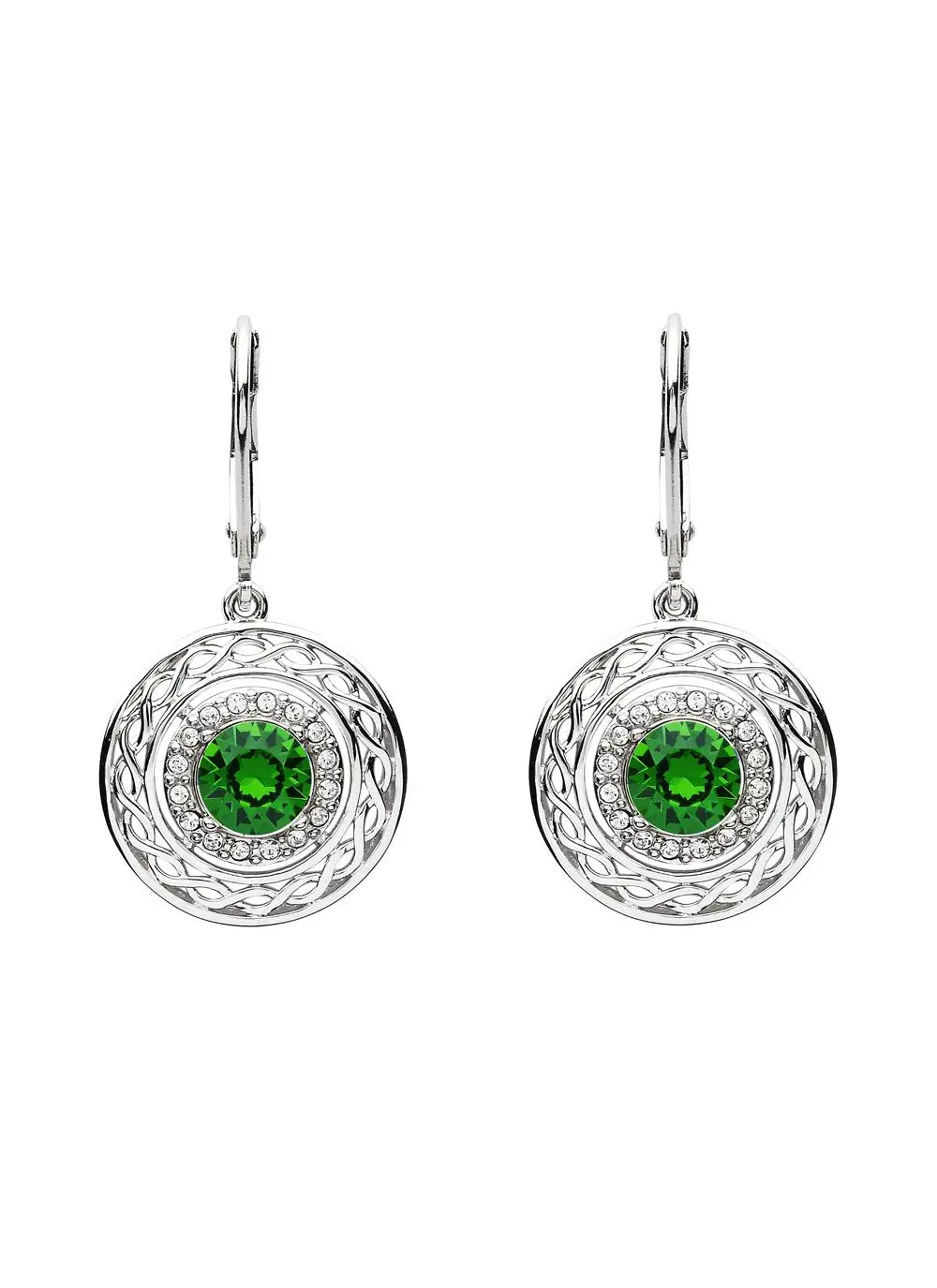 Sterling Silver Celtic Earrings Embellished With Swarovski Crystals
