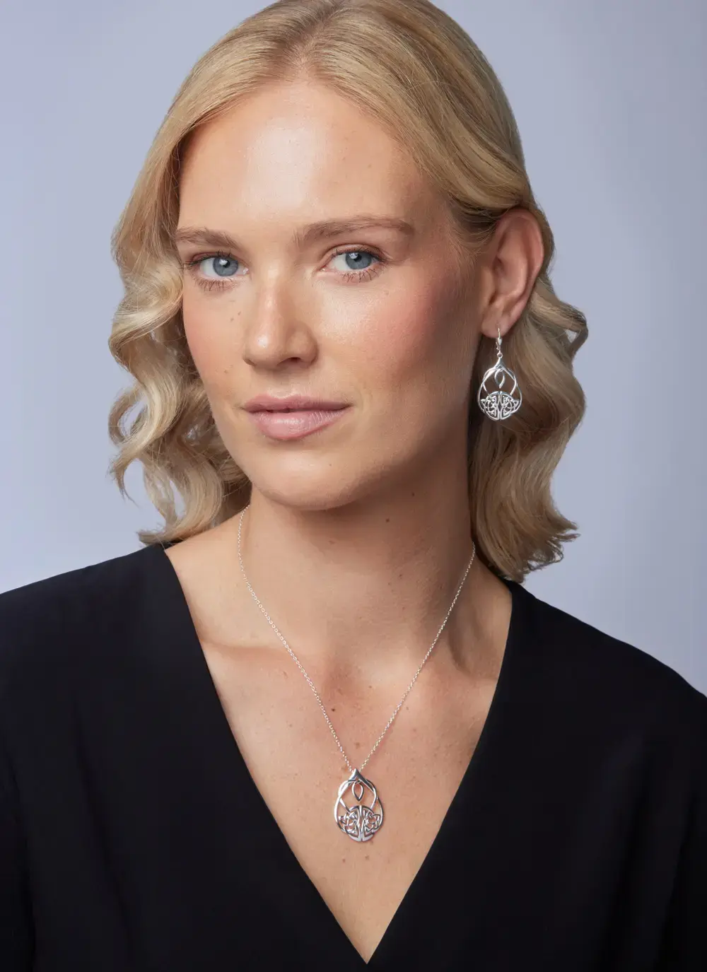 Celtic Oval Drop Earrings 