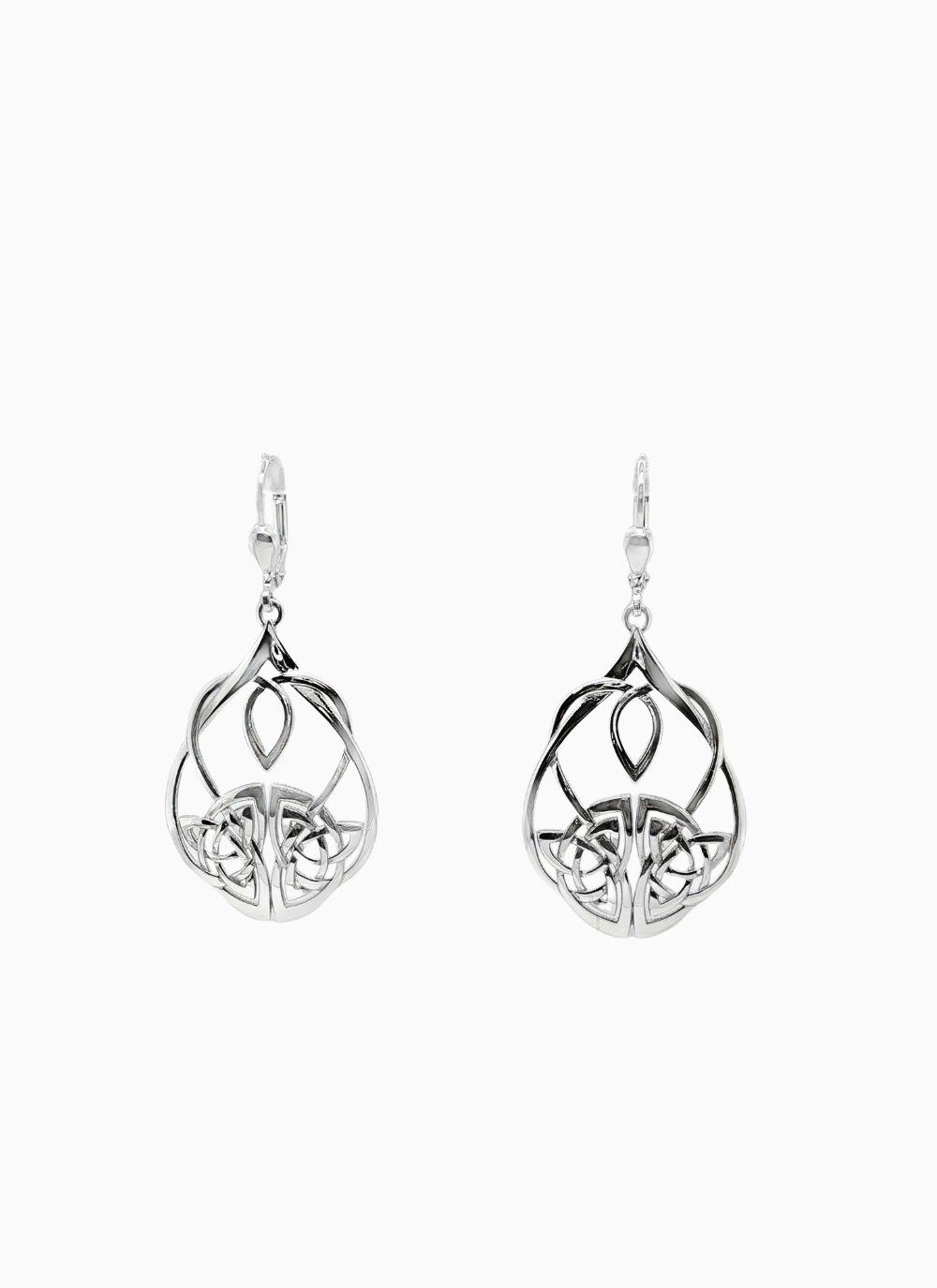 Sterling Silver Celtic Oval Drop Earrings