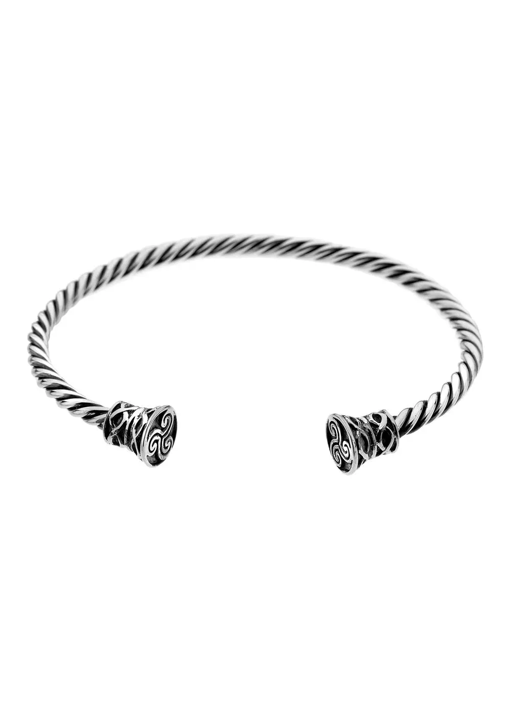 Sterling Silver Triskele Twisted Torque Bangle