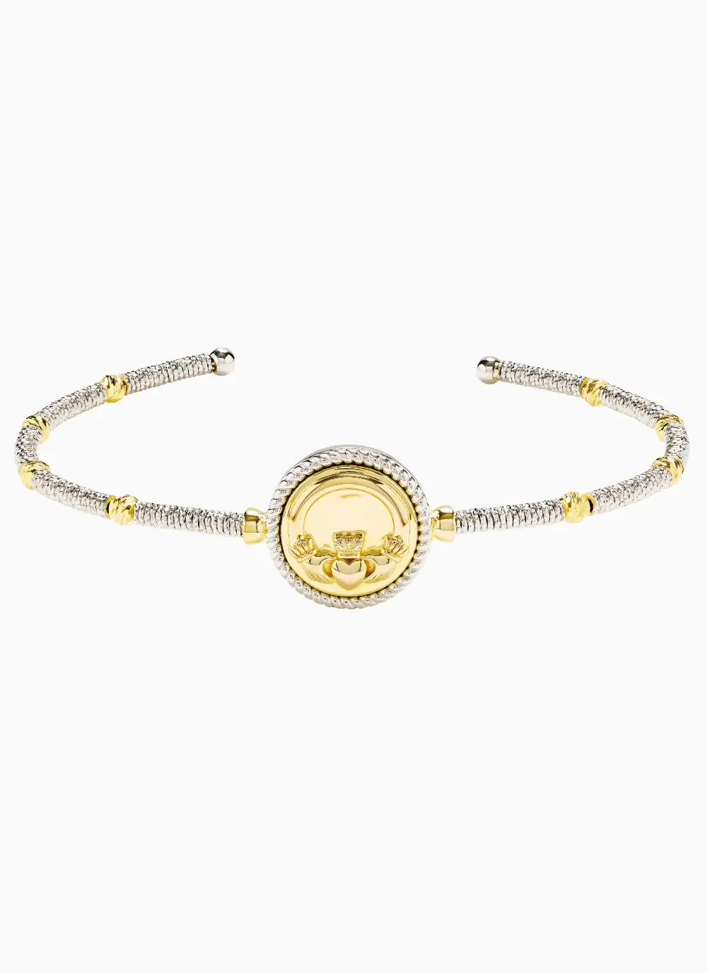 Sterling Silver Gold Plated Claddagh Bangle