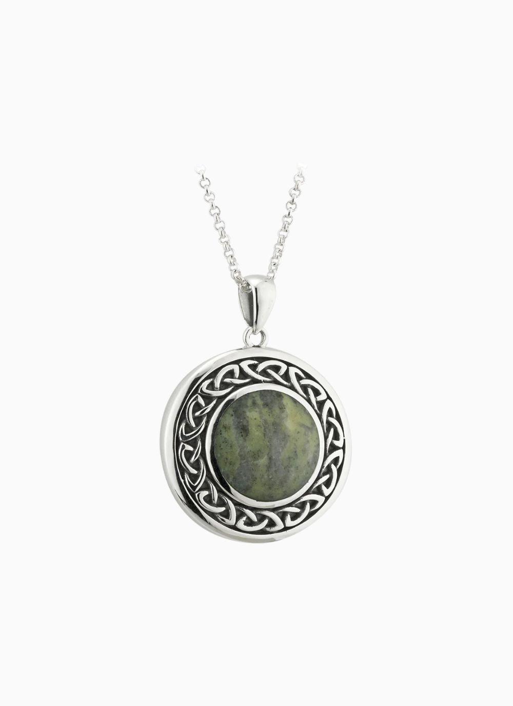sterling-silver-connemara-marble-celtic-round-pendant