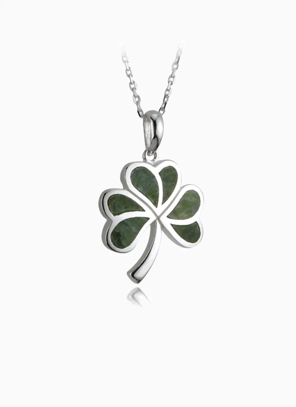 Connemara Marble Shamrock Pendant Framed With Sterling Silver