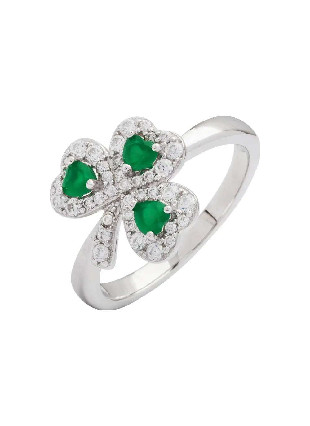 Sterling Silver Cubic Zirconia Shamrock Ring