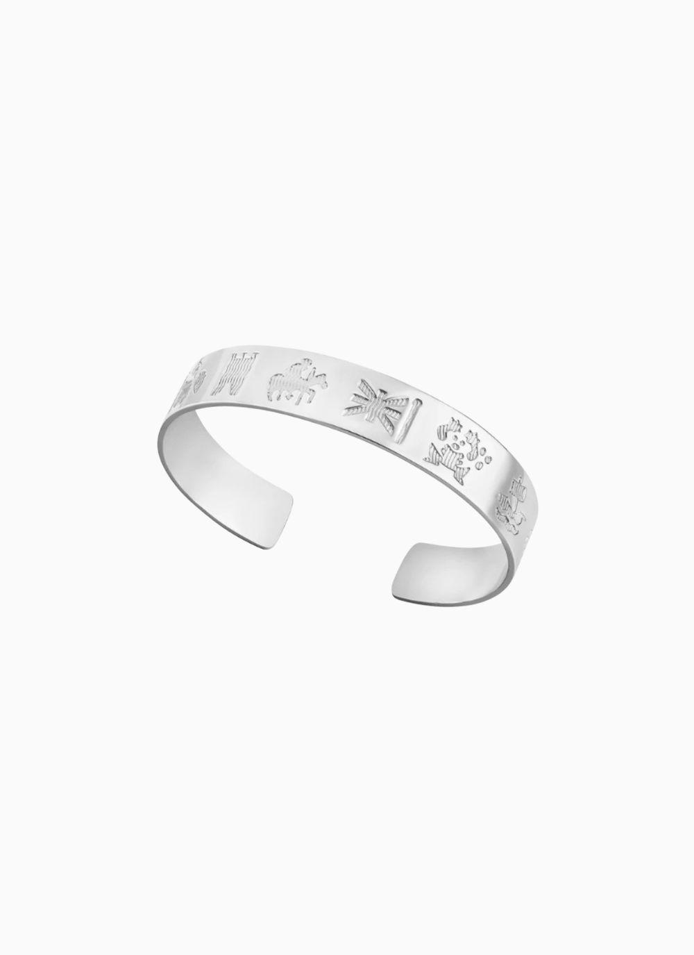 Sterling Silver History of Ireland Cuff Bangle 