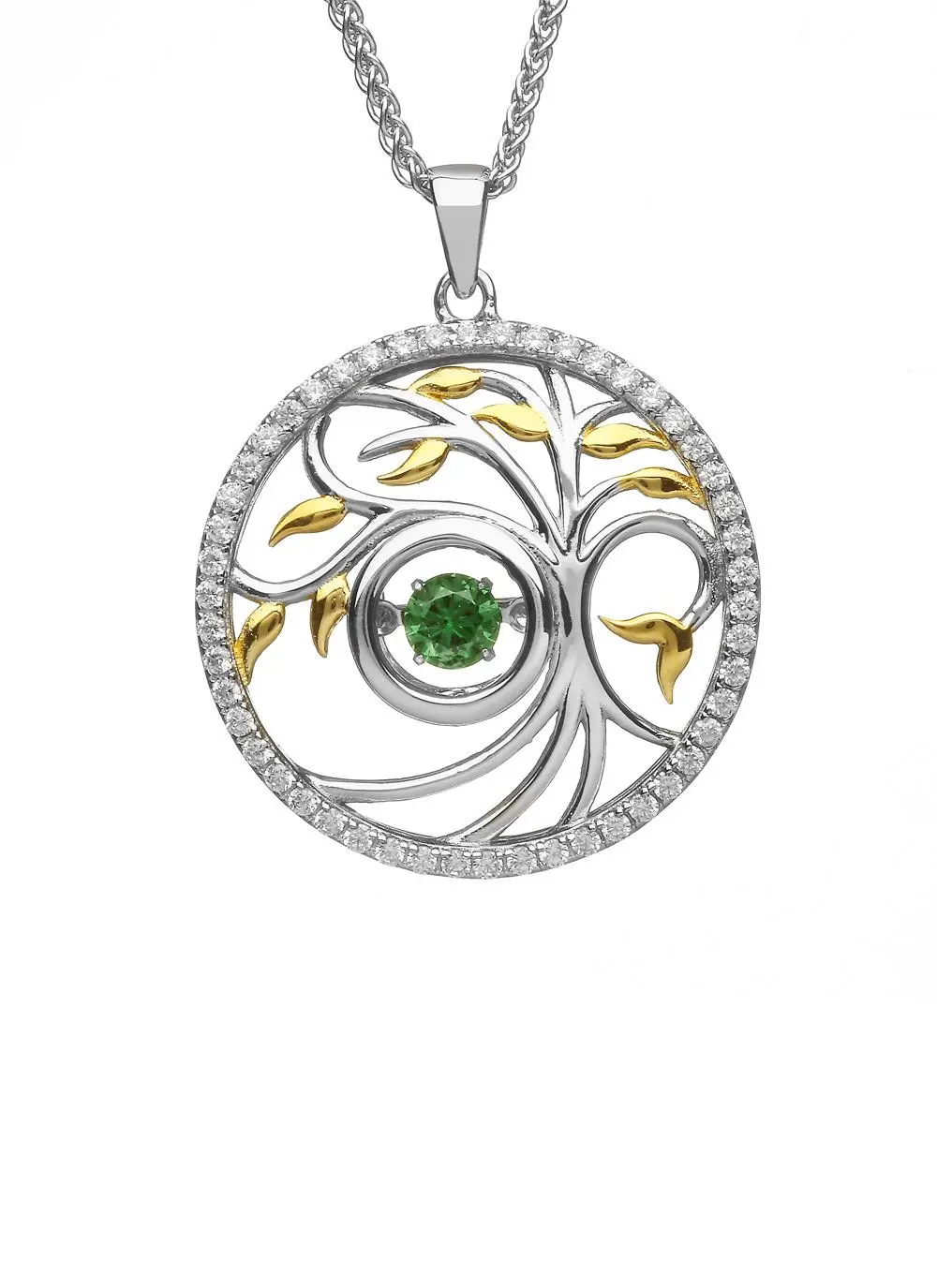 Sterling Sterling Tree of Life Dancing Stone Pendant