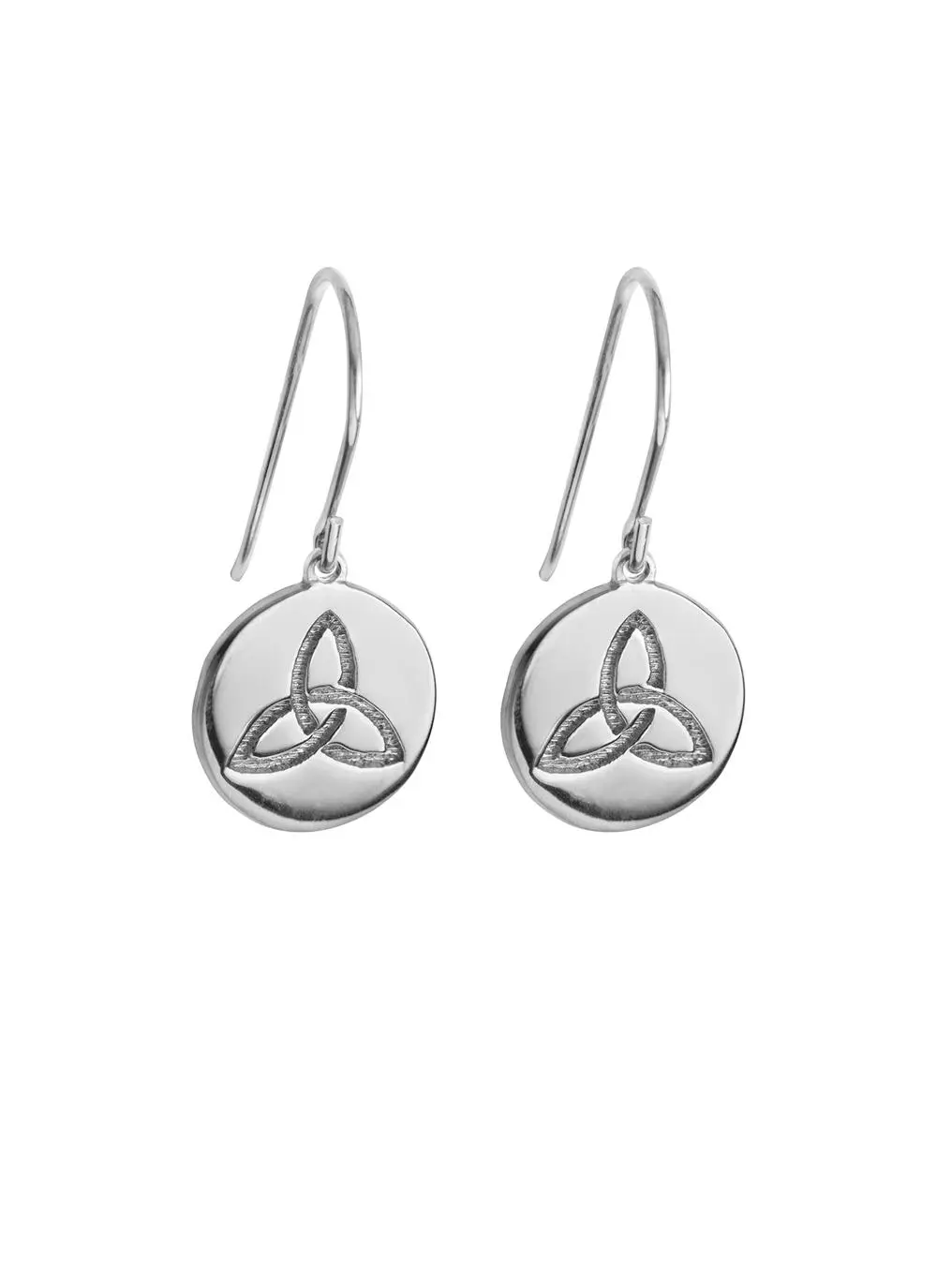 Sterling Silver Trinity Knot Disc Drop Earrings