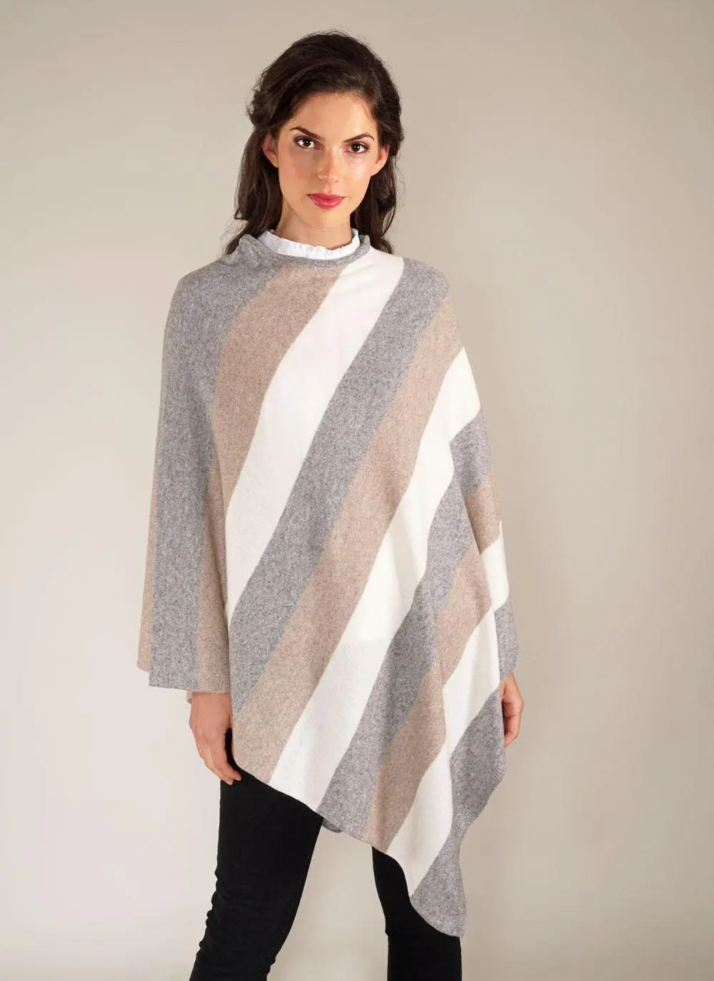 Stripe Pattern Poncho 