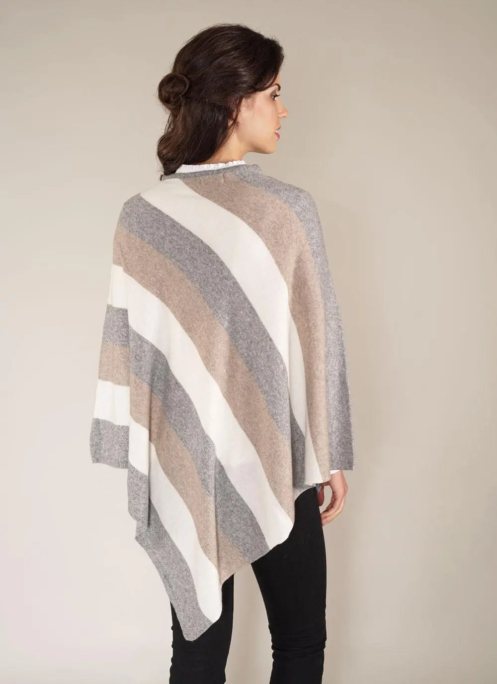 Stripe Pattern Poncho 